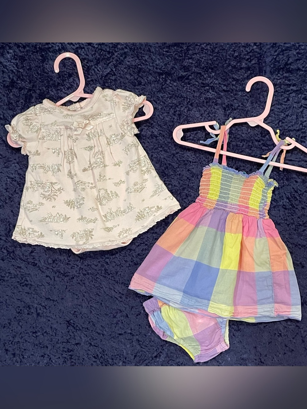 Summer Baby 3 Mos Size Romper Dress + Sundress W/Bloomers 100% Cotton Cool Baby